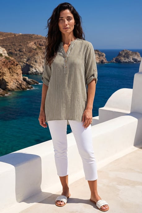 Classic Stripe Button Front Top - Image 2