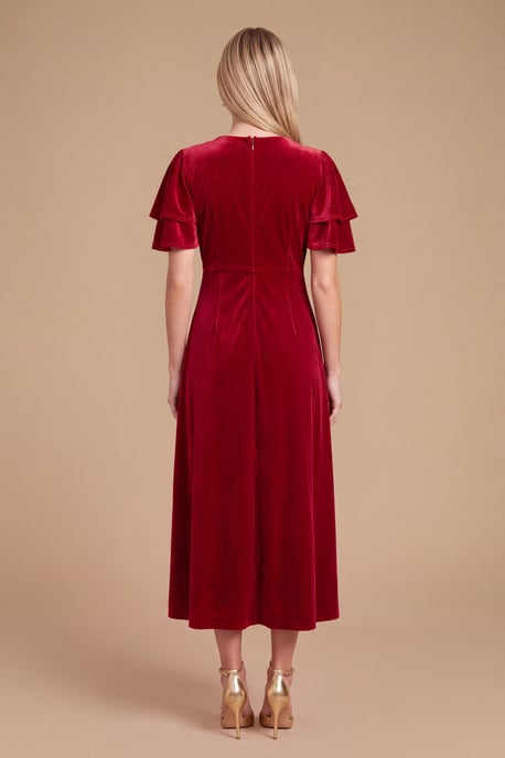Petite DP Luxe Velvet Double Flutter Midi Dress - Image 2