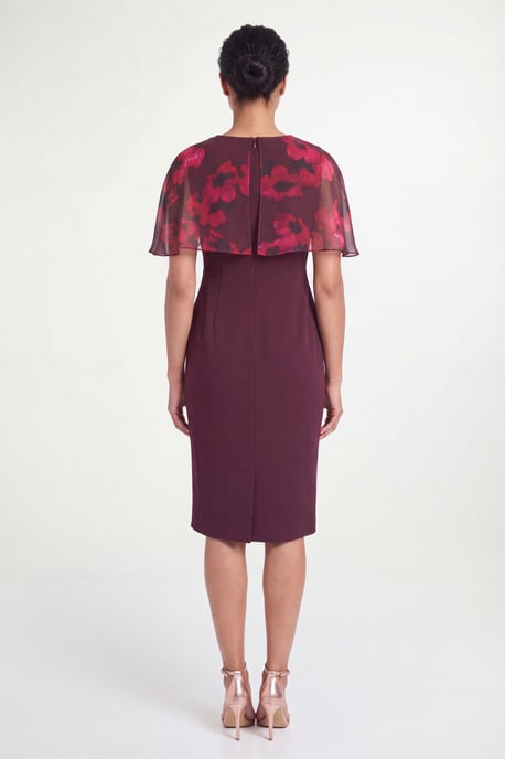 Petite Floral Cape Detail Pencil Dress - Image 2