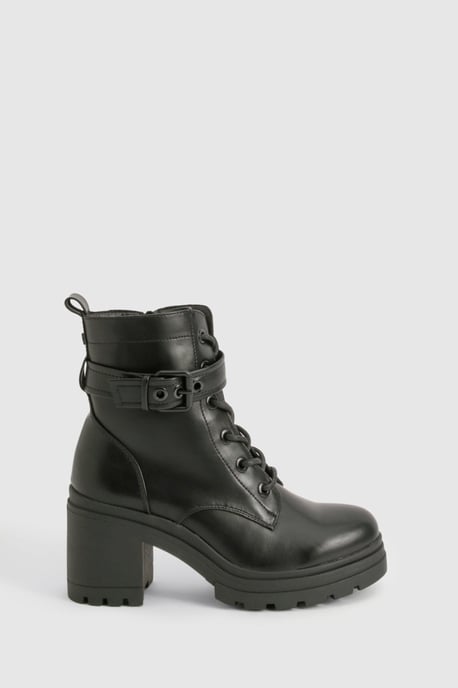 Buckle Detail Lace Up Hiker Boots - Image 3