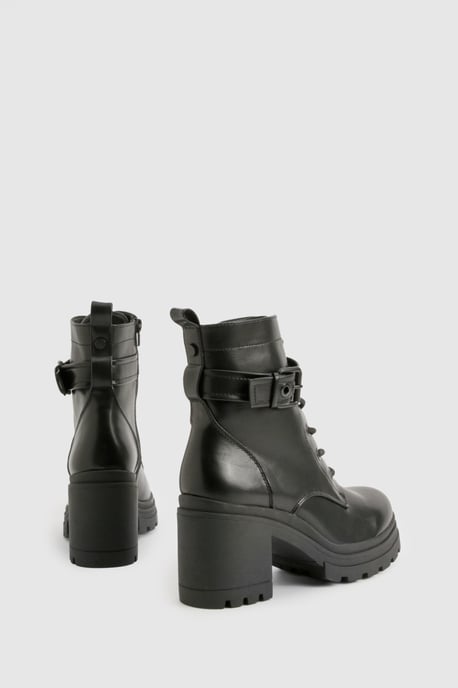 Buckle Detail Lace Up Hiker Boots - Image 4