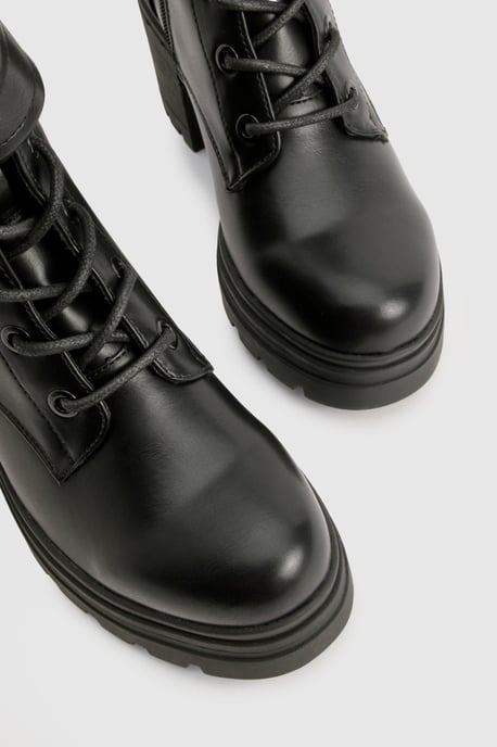 Buckle Detail Lace Up Hiker Boots - Image 5