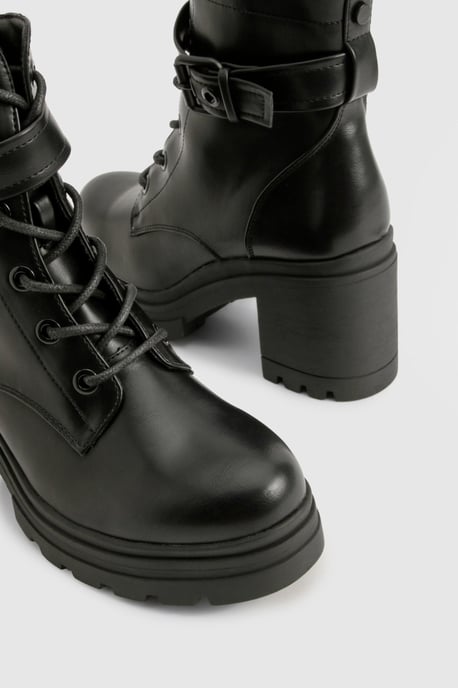 Buckle Detail Lace Up Hiker Boots - Image 6