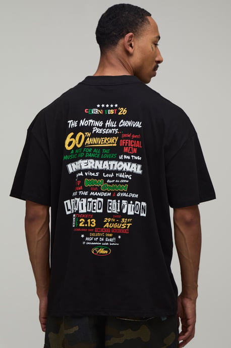 Black Oversized International Print T-Shirt - Image 1
