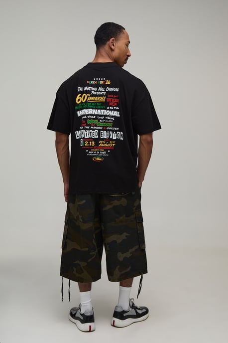 Black Oversized International Print T-Shirt - Image 2