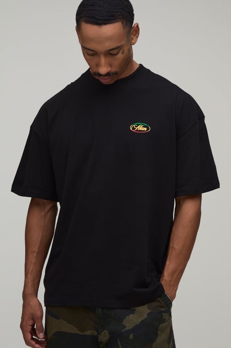 Black Oversized International Print T-Shirt - Image 3