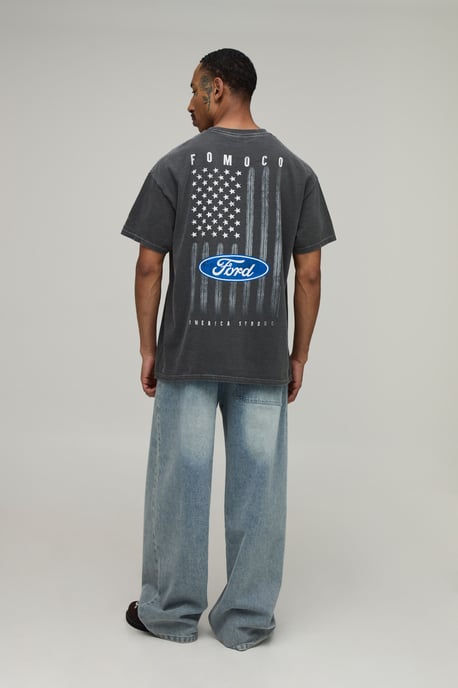 Washed Oversized Ford License Print T-Shirt - Image 2
