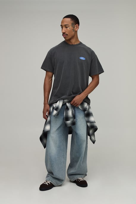 Washed Oversized Ford License Print T-Shirt - Image 4