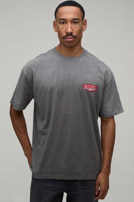Oversized Ofcl Man Embroidered Spray Wash T-Shirt - Image 1