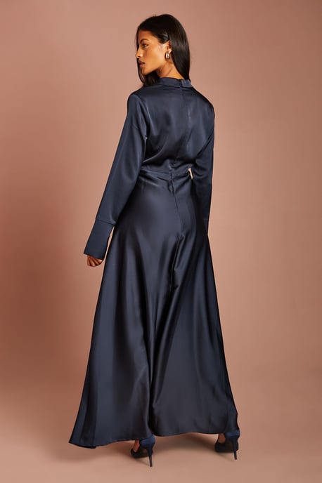 Petite Wrap Front Satin Maxi Dress - Image 3