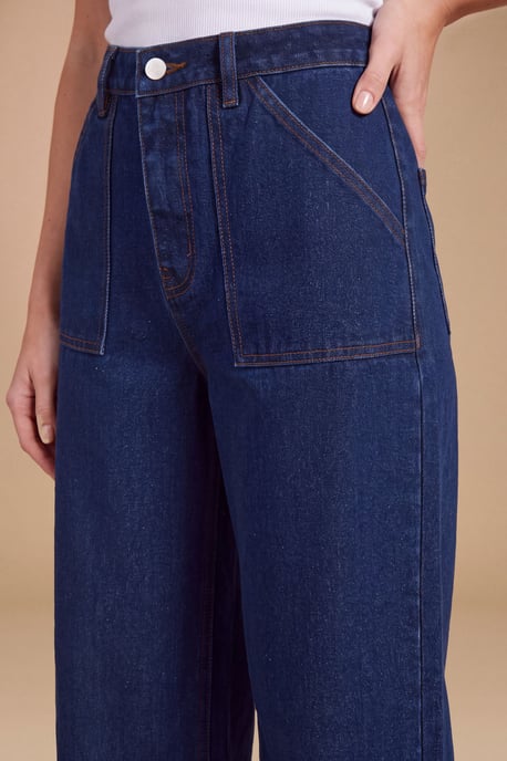 Petite Wide Leg High Waist Denim Jeans - Image 3