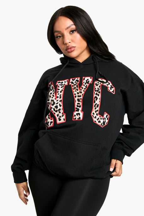 Plus Leopard Nyc Oversized Hoodie - Image 4