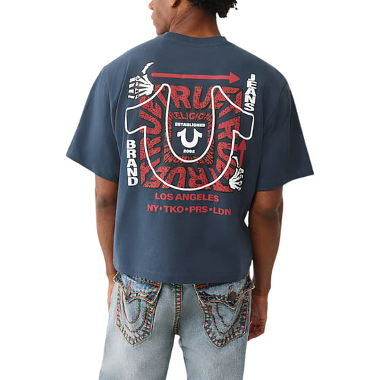 True Religion 109899 Mens Oversized T Shirts Short Sleeve Drop Shoulder Top Tee - Image 5