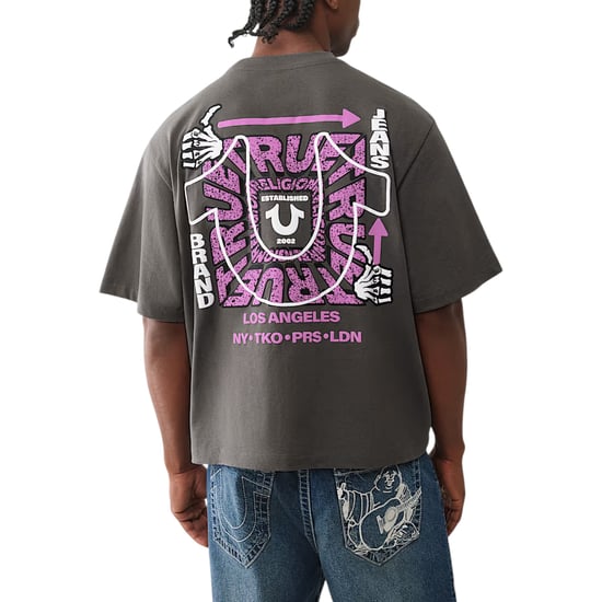 True Religion 109899 Mens Oversized T Shirts Short Sleeve Drop Shoulder Top Tee - Image 2