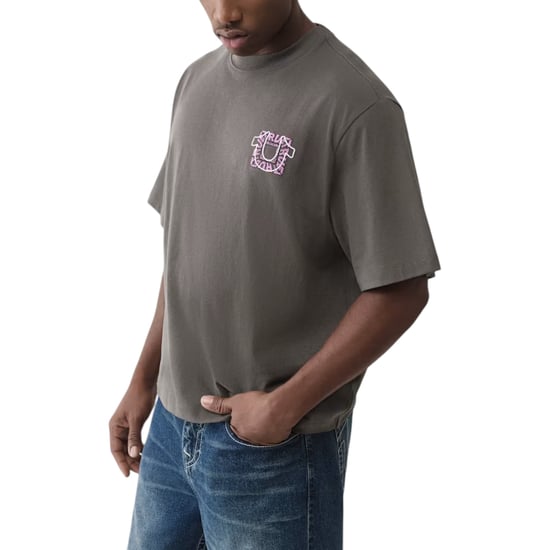 True Religion 109899 Mens Oversized T Shirts Short Sleeve Drop Shoulder Top Tee - Image 3