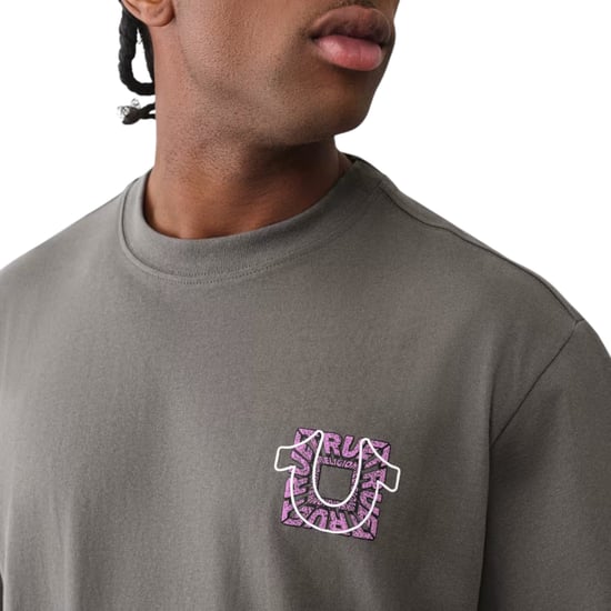 True Religion 109899 Mens Oversized T Shirts Short Sleeve Drop Shoulder Top Tee - Image 4