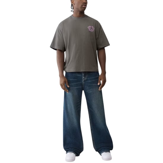 True Religion 109899 Mens Oversized T Shirts Short Sleeve Drop Shoulder Top Tee - Image 5