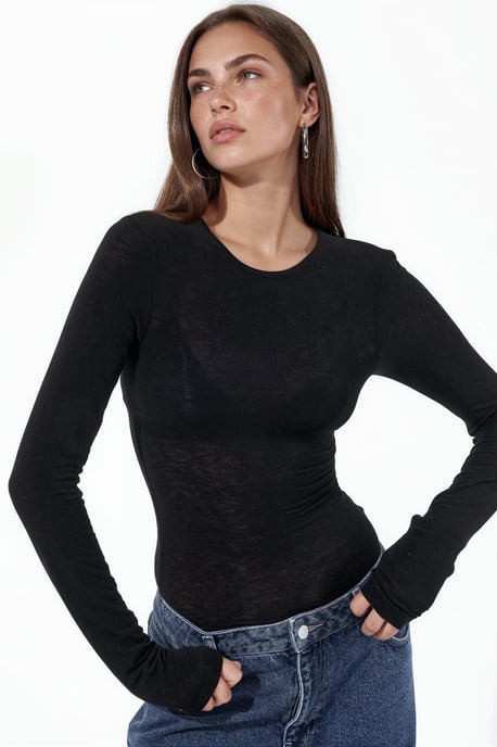 Slim Fit Lange Mouwen Transparante Blouse - Image 1