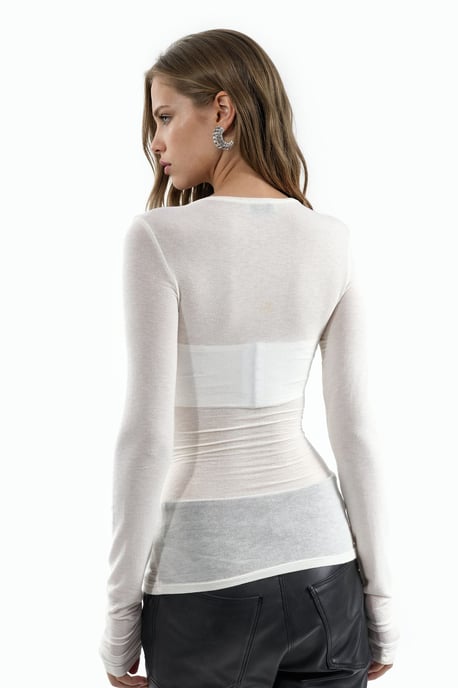 Slim Fit Lange Mouwen Transparante Blouse - Image 3