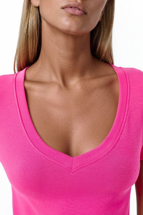 Elastische V-hals Korte Mouw T-Shirt - Image 4
