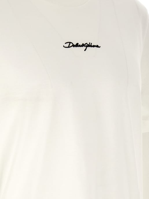 Dolce & Gabbana Vit T-shirt i Bomull - Image 4