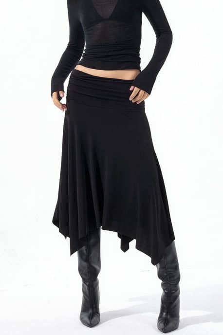 High Waist Maxi Skirt with Drape Detail - Image 1
