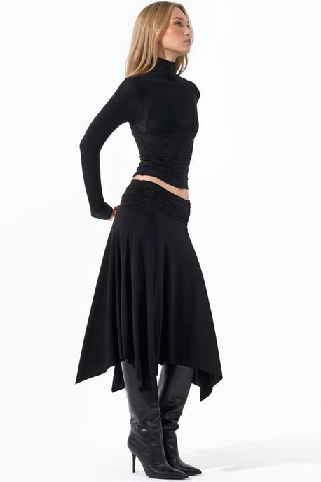High Waist Maxi Skirt with Drape Detail - Image 2