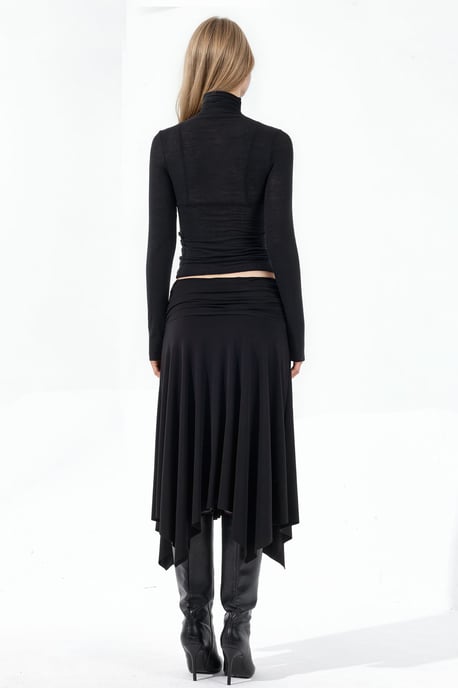 High Waist Maxi Skirt with Drape Detail - Image 3