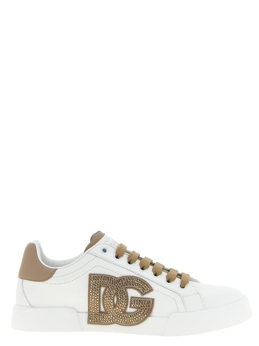 Dolce & Gabbana Beige Kalvskinnssneakers - Image 1