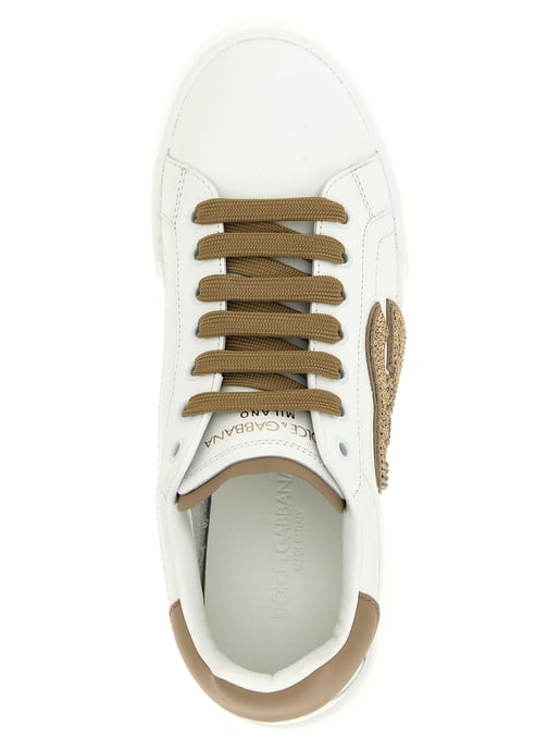 Dolce & Gabbana Beige Kalvskinnssneakers - Image 4
