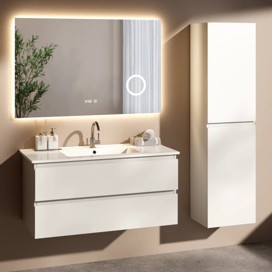 Mirlux Badkamermeubelset liora 100cm wit wastafel wit - Image 1