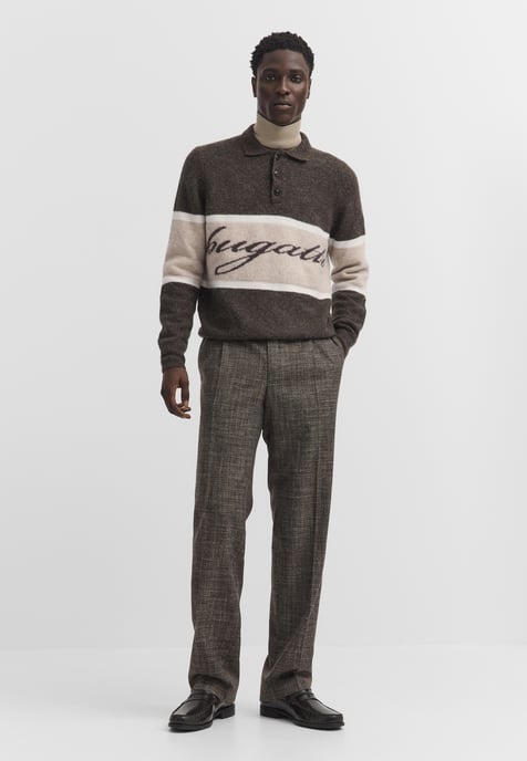 Bugatti Herren Poloshirt van wolmix met alpaca, colorblock - Image 3