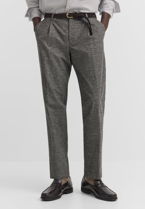 Bugatti Herren Broek met plooien Elio Relaxed Fit ruitpatroon - Image 1