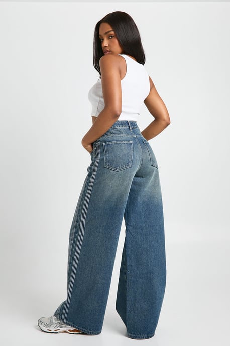 Stitched Detail High Waist Wide Leg Jean - Image 2