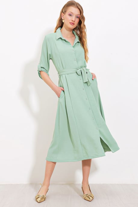 Textured Midi-jurk met Strik - Image 3
