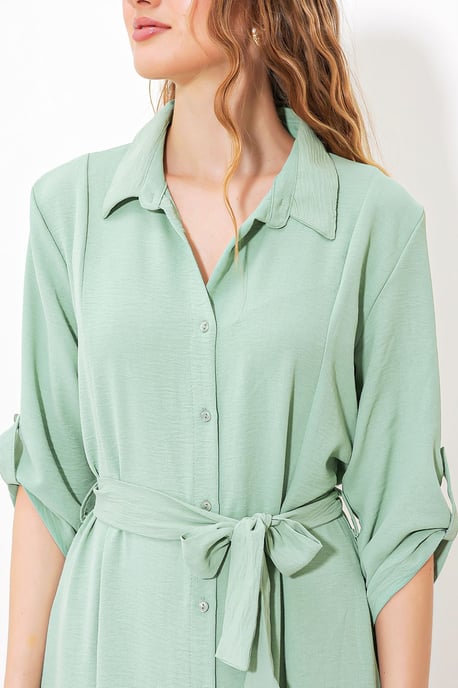 Textured Midi-jurk met Strik - Image 4