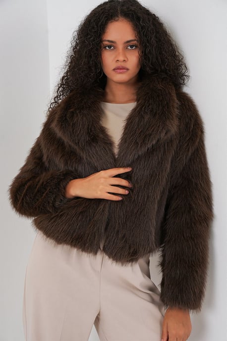 Regular Fit Faux Fur Coat - Image 4