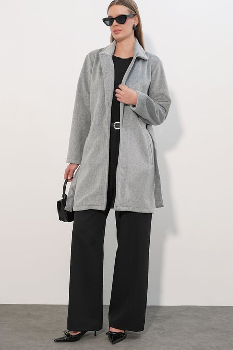 Belted Midi Coat with Jacket Collar - Image 2