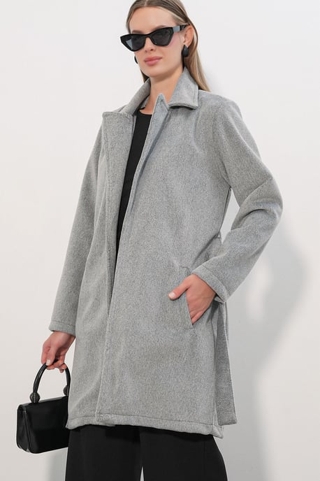 Belted Midi Coat with Jacket Collar - Image 3