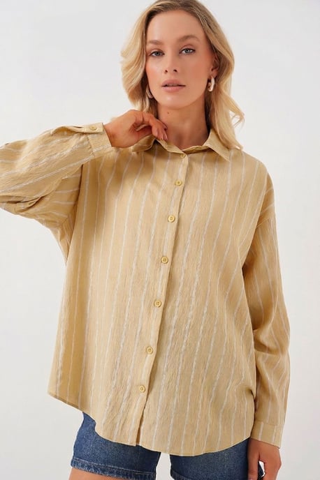 Gestreepte Oversized Blouse met Knopsluiting - Image 1