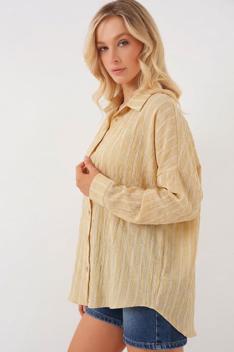 Gestreepte Oversized Blouse met Knopsluiting - Image 2