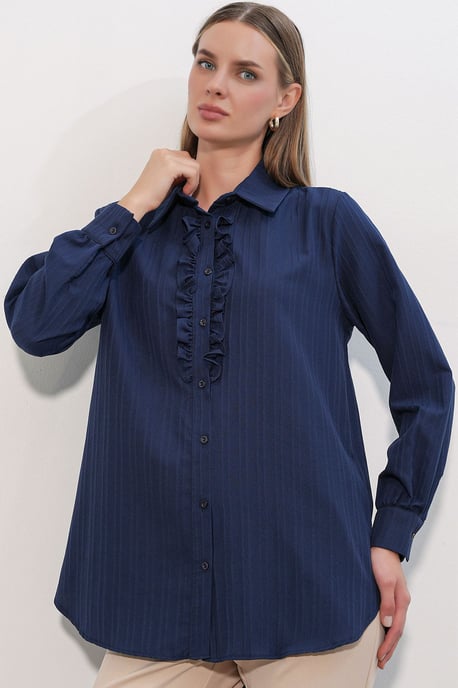 Ruffle Detailed Textured Shirt - Image 1