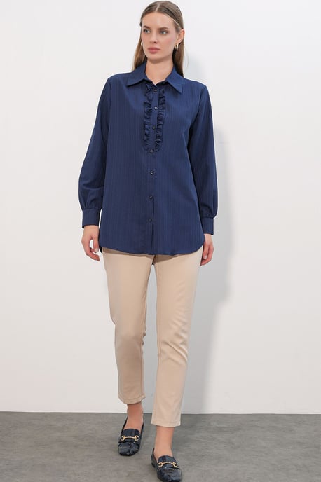 Ruffle Detailed Textured Shirt - Image 2