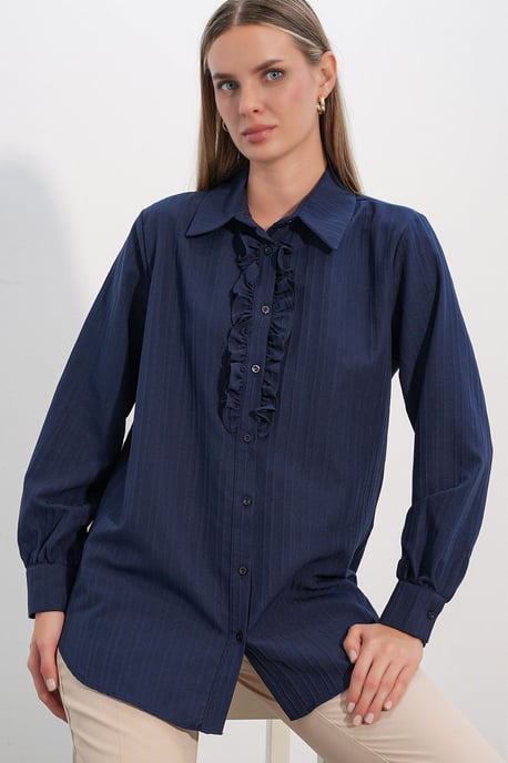 Ruffle Detailed Textured Shirt - Image 3