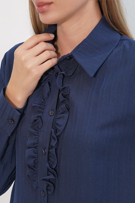 Ruffle Detailed Textured Shirt - Image 4