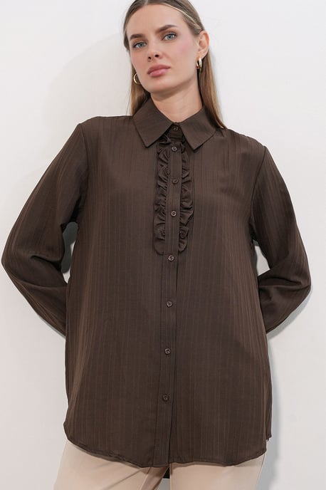 Ruffle Detailed Textured Shirt - Image 1