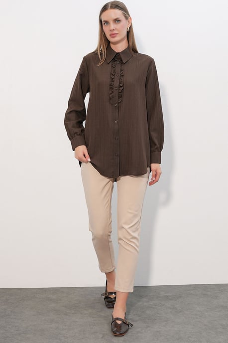 Ruffle Detailed Textured Shirt - Image 2