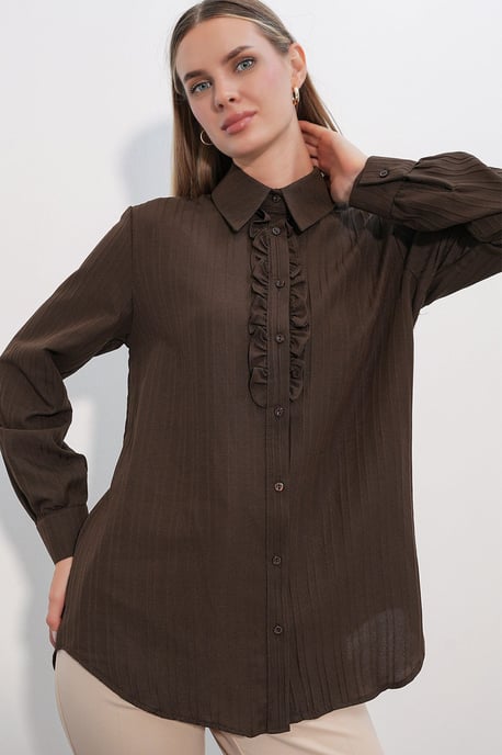 Ruffle Detailed Textured Shirt - Image 3