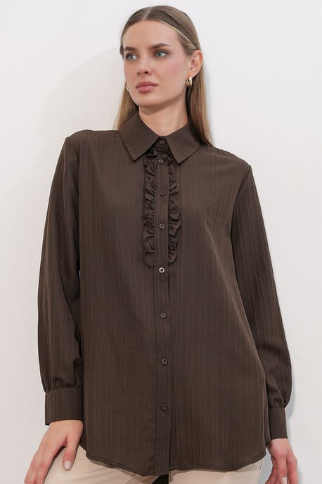 Ruffle Detailed Textured Shirt - Image 4