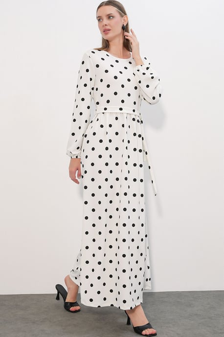 Floral Maxi Knit Dress With Bow Detail - Image 1